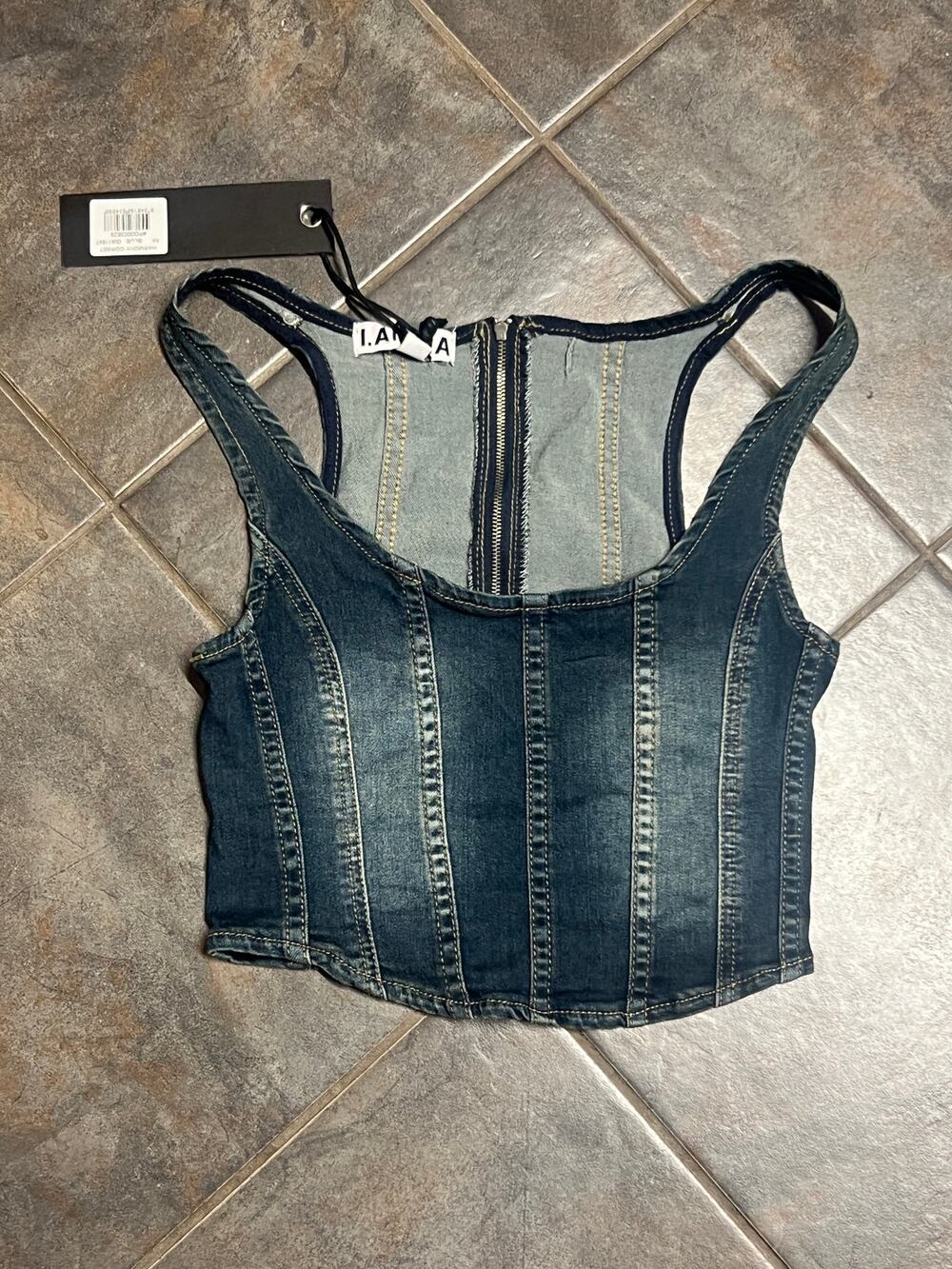 I AM GIA DENIM GIRLS TOP SIZE XS NEW
